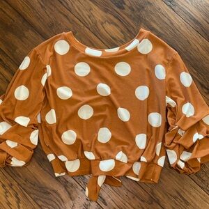 haute monde polka dot top with tie back
